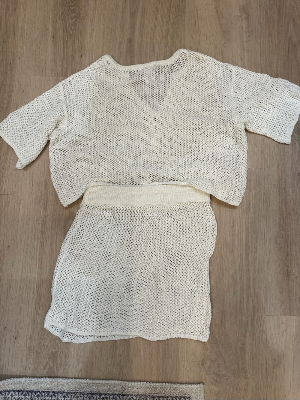 l*space Cream Crochet Two-Piece Set - Short Sleeve Top & Skirt - Picture 4 of 4